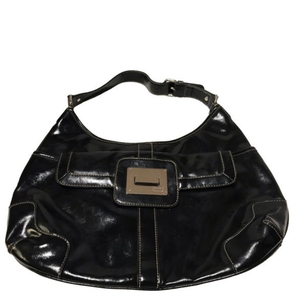MERONA black womens shoulder bag w/zebra interior